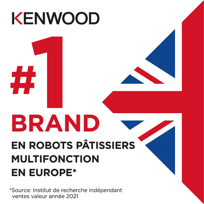 Kenwood Titanium Chef Patissier XL KWL90.034SI, Robot Patissier Balance Intégrée, Batteur K, Pétrin, Fouet, Batteur Souple, Deux Bols, Couvercle Anti-Projections, 1400W, Acier, Argent