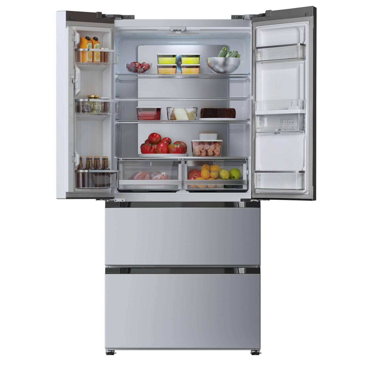 Cecotec Réfrigérateur à Double Porte en Inox avec Distributeur d'Eau de 510 L Bolero CoolMarket FD 510 WD Inox E. 183 cm de Hauteur, 84 cm de Largeur, Moteur Inverter Plus, NoFrost Total