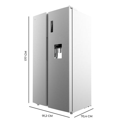 Cecotec Réfrigérateur Américain de 559 Litres Bolero CoolMarket SBS 562 Inox D. 177 cm de Hauteur et 90 cm de Largeur, Classe D, Système Multi Air Flow, No Frost Total, Moteur Inverter Plus