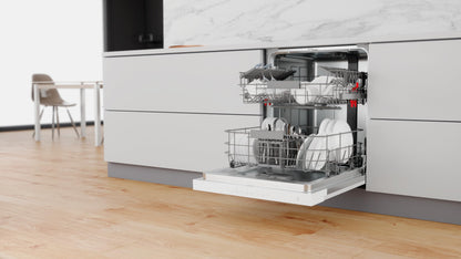 Lave vaisselle encastrable 60 cm Whirlpool WBC3C26 - Lave vaisselle integrable Bandeau blanc - Classe énergétique A++ / Affichage temps restant - Départ différé