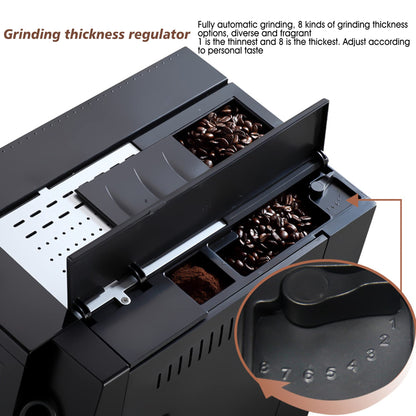 QJRGUY Machine à café Automatique 200W, Fabricant Cappuccino Expresso, avec système Mousse de Lait indépendant équipement réglable, Rouge, Argent