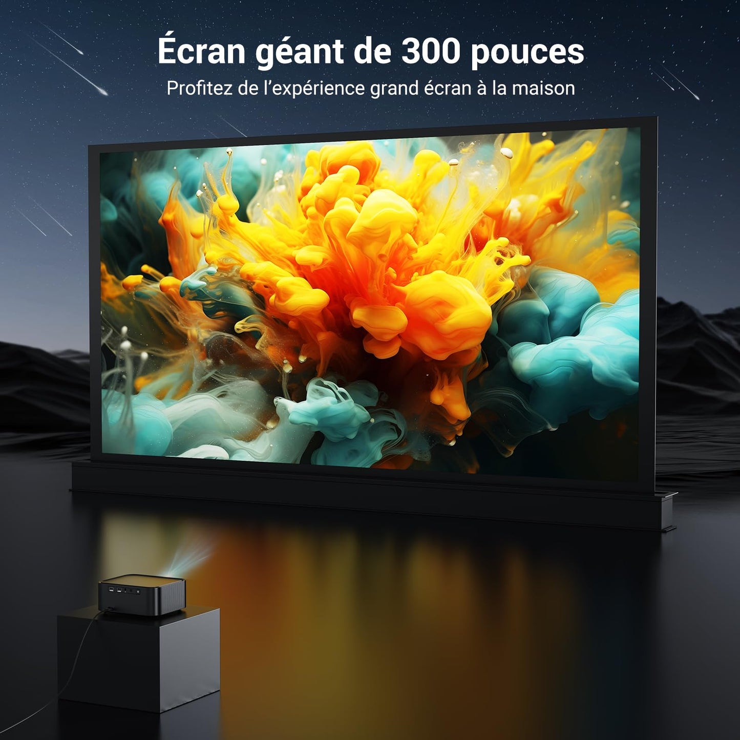 HAPPRUN H11 Projecteur Compatible avec Netflix, Vidéoprojecteur Portable avec Haut-Parleur Intégré, Mini Retroprojecteur Compatible Smartphone/WiFi 6/TV Stick/PS5 pour Maison, Chambre, Extérieur