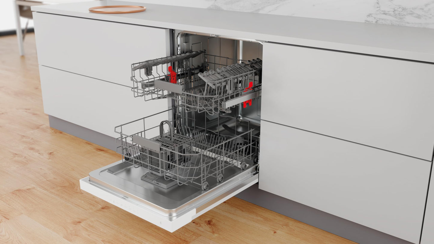 Lave vaisselle encastrable 60 cm Whirlpool WBC3C26 - Lave vaisselle integrable Bandeau blanc - Classe énergétique A++ / Affichage temps restant - Départ différé
