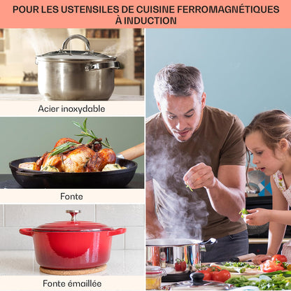 KLARSTEIN Plaque Induction en Céramique de 7000W, Plaque de Cuisson Electrique à Induction, Plaque Induction 4 Feux, Tables de Cuisson, Plaques chauffantes ThermoBoost, Rechaud Electrique Cuisine