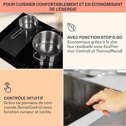 Klarstein Plaque de Cuisson Electrique à Induction 9300W, Plaque Encastrées 5 Feux, Tables de Cuisson Encastrable, Contrôle Tactile, Rechaud pour la Cuisine