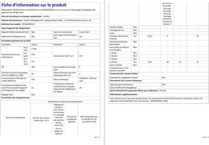 Comfee' RCB169DK2(E) 174L Réfrigérateur avec Congélateur/Hauteur 150 cm/Low Frost/Température Réglable du Réfrigérateur/Lumière LED/195 kWh/an/115L Réfrigérateur/59L Congélateur/Noir