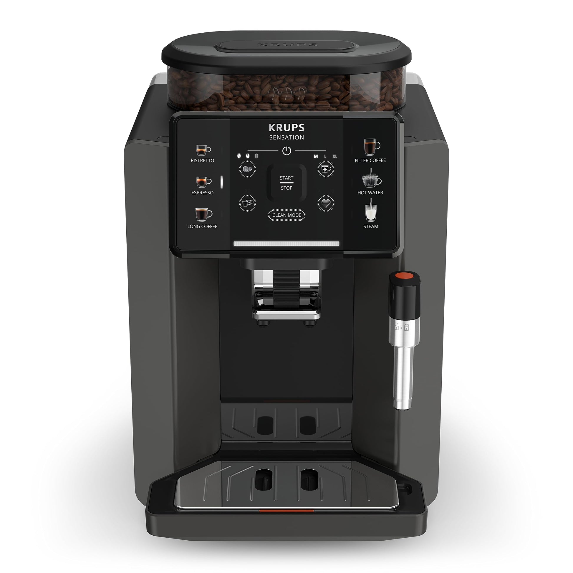 KRUPS Machine à café à grains, 5 boissons en accès direct, Interface tactile couleur & Cartouche Aqua Filter Claris F08801