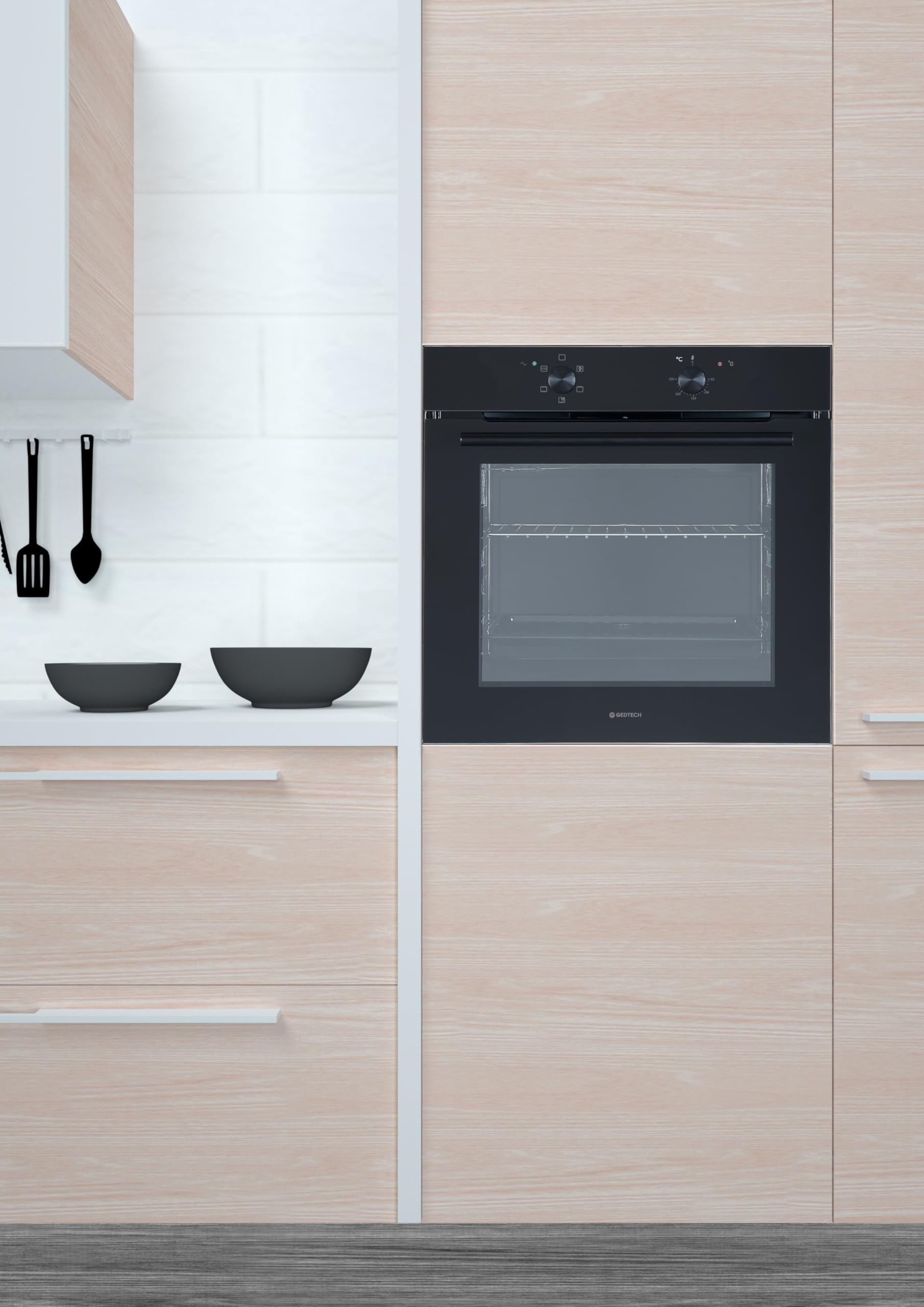 GEDTECH Four encastrable multifonctions GFO76BL - Noir - 76L - Grill - Porte froide - Fonctions vapeur