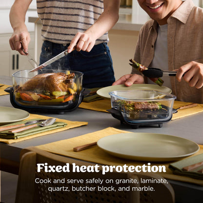 Ninja Crispi 4-in-1 Portable Glass Air Fryer Cooking System, 1500W, 4QT & 6-Cup TempWare Glass Containers with Storage Lids, Microwave, Freezer & Dishwasher Safe, Cyberspace Gray, FN101GY