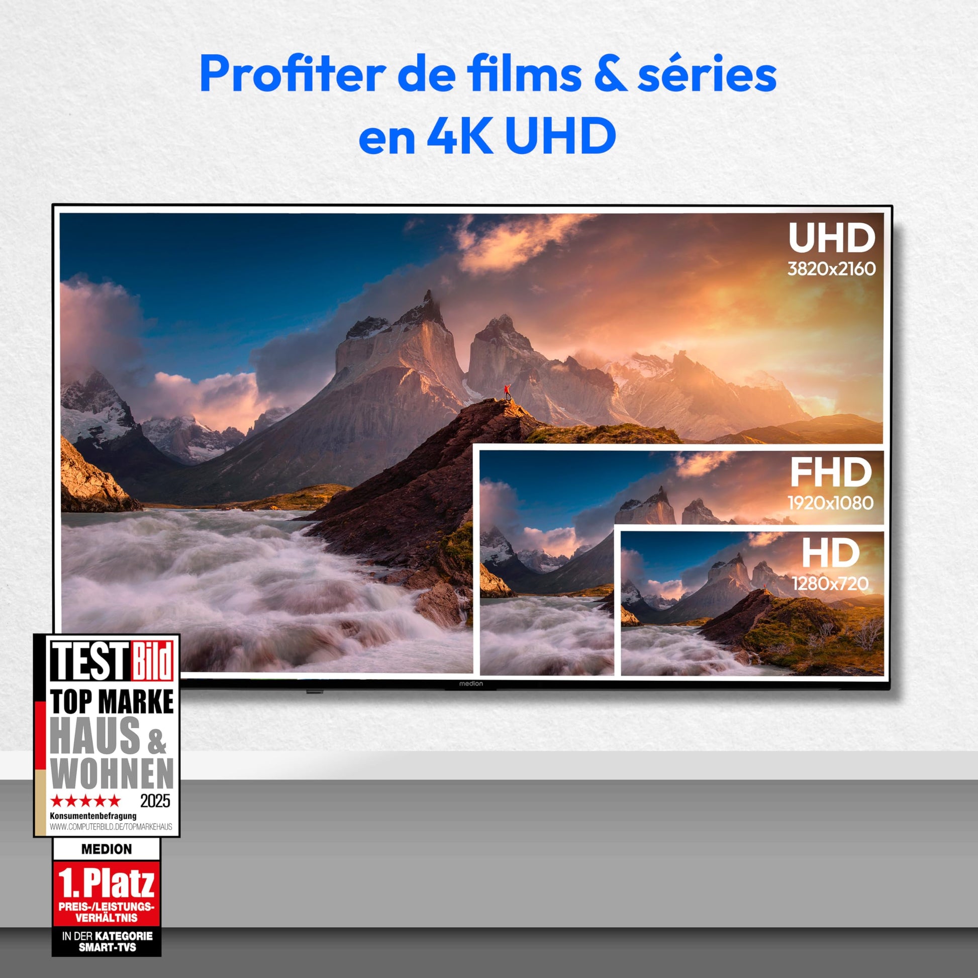 MEDION Téléviseur 65 Pouces (163,9 cm) 4K QLED Television (Fire TV, Smart, Dolby Vision HDR, Dolby Atmos, Prime Video, Bluetooth, DVB-T2, MD 865800)