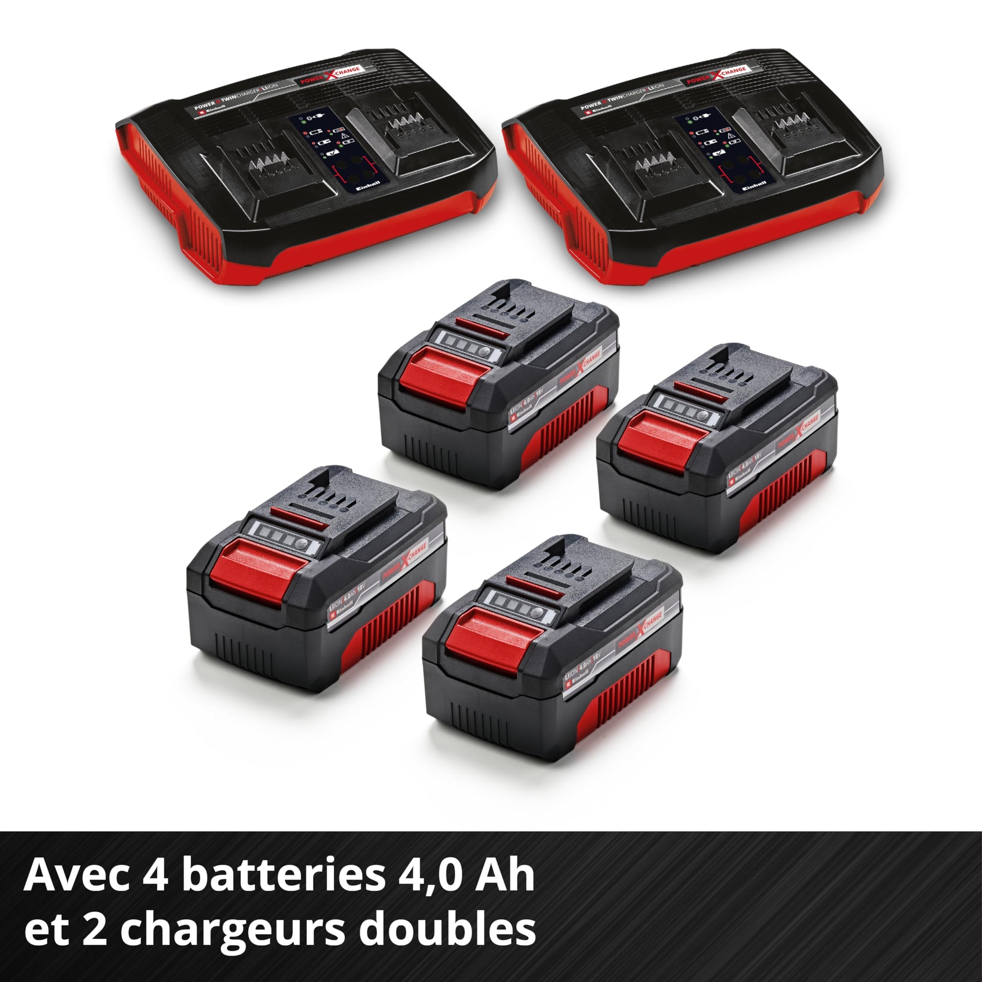 Einhell Professional Tondeuse à gazon sans fil GP-CM 36/47S Li BL (4x4,0Ah) Power X-Change (36V, moteur Brushless, Coupe à 47cm, Bac de 65L) Livré avec 4 Batteries 4,0Ah et 2 Chargeurs doubles