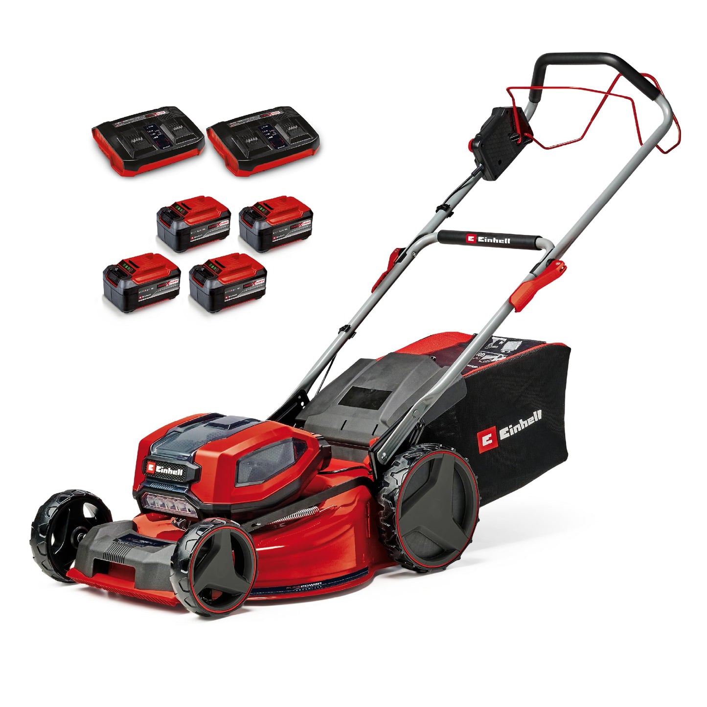 Einhell Professional Tondeuse à gazon sans fil GP-CM 36/52 S Li BL (4x5,2Ah) Power X-Change (36V, moteur brushless, Coupe à 52cm) Livré avec 4 Batteries 5,2 Ah et 2 Chargeurs doubles