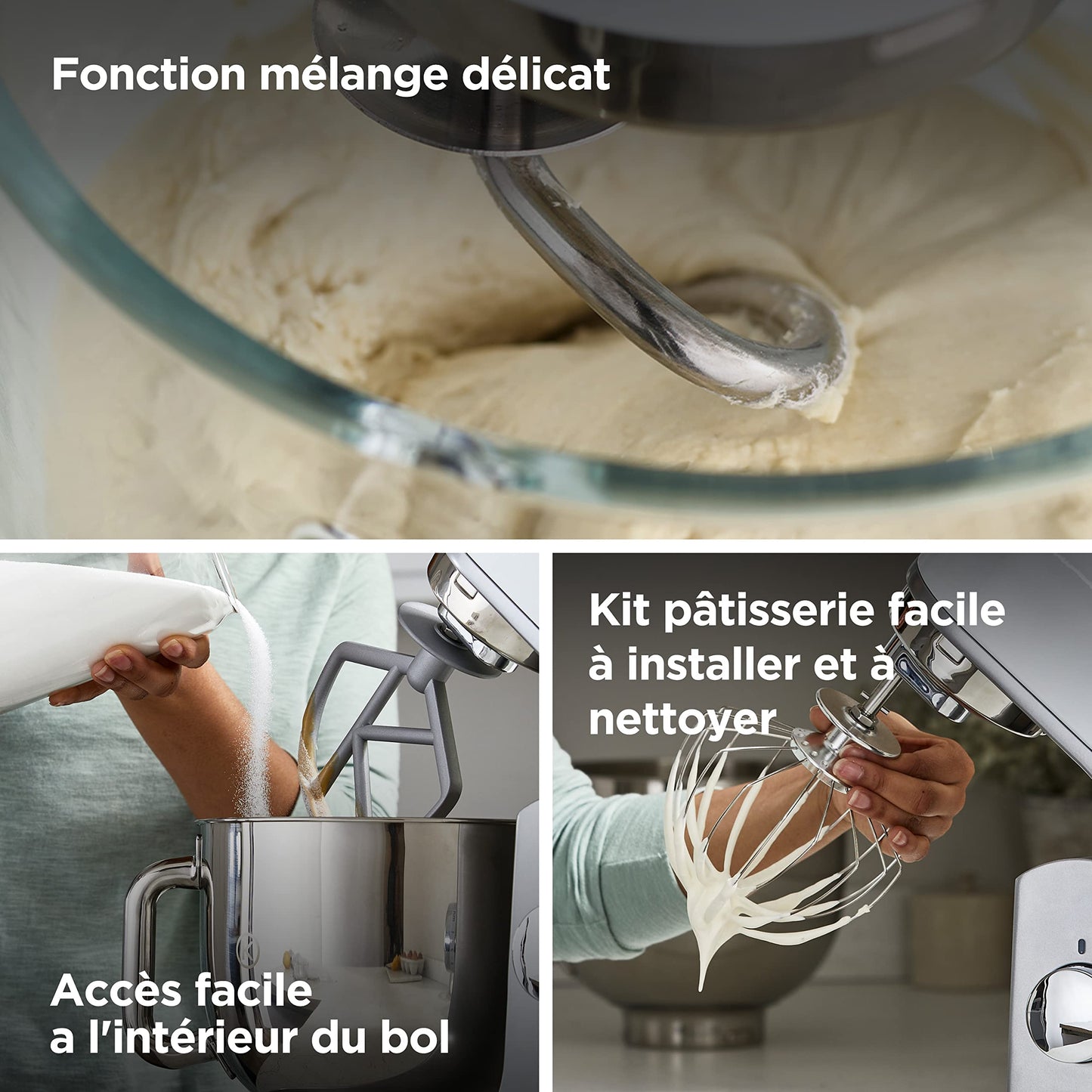 Robot pâtissier Kenwood kMix KMX750BK - bol 5 litres - 6 vitesses - 3 accessoires - noir