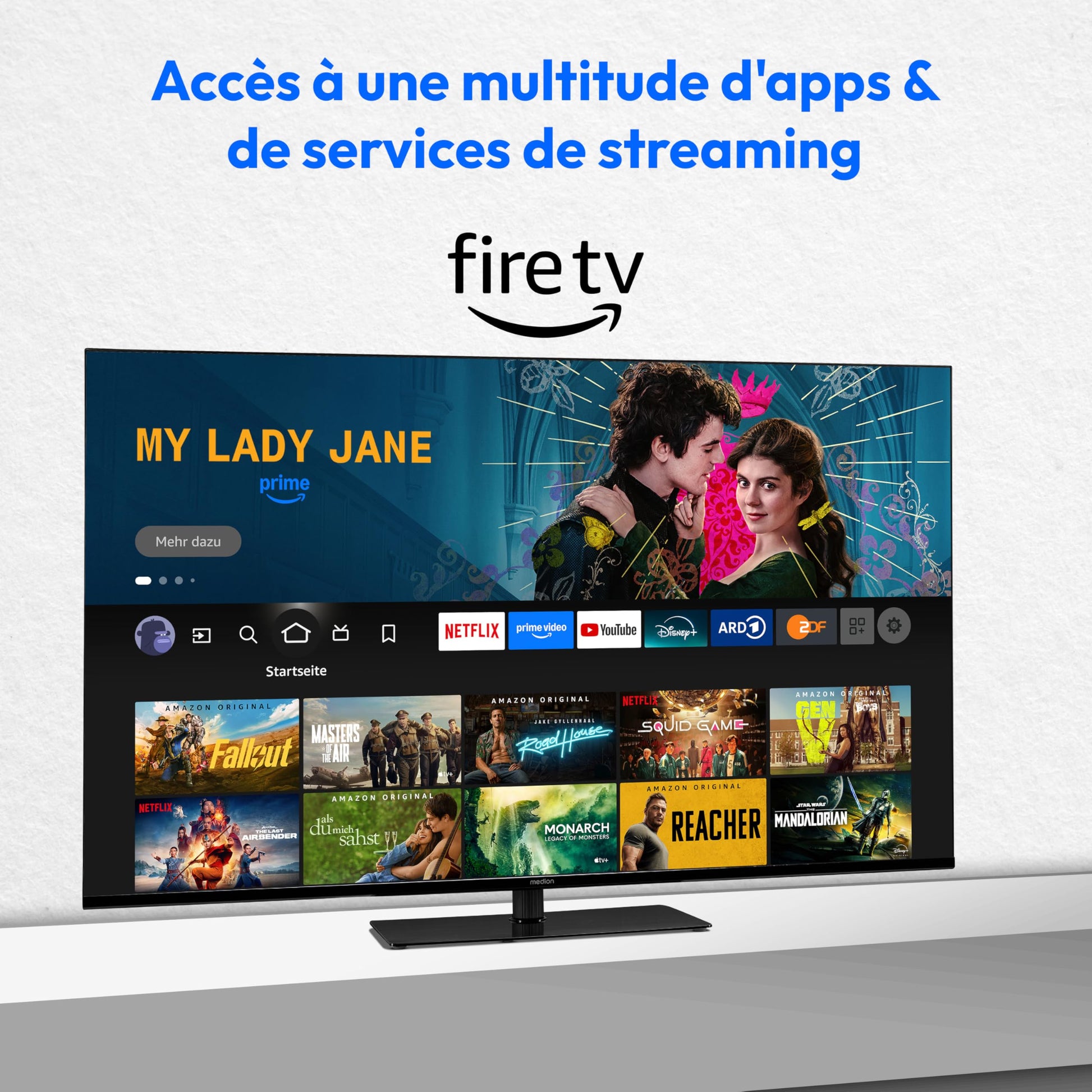 MEDION Téléviseur 50 Pouces (125,7 cm) Television (Fire TV, 4K Smart, Dolby Vision HDR, Dolby Atmos, Prime Video, Bluetooth, DVB-T2, MD 850500)