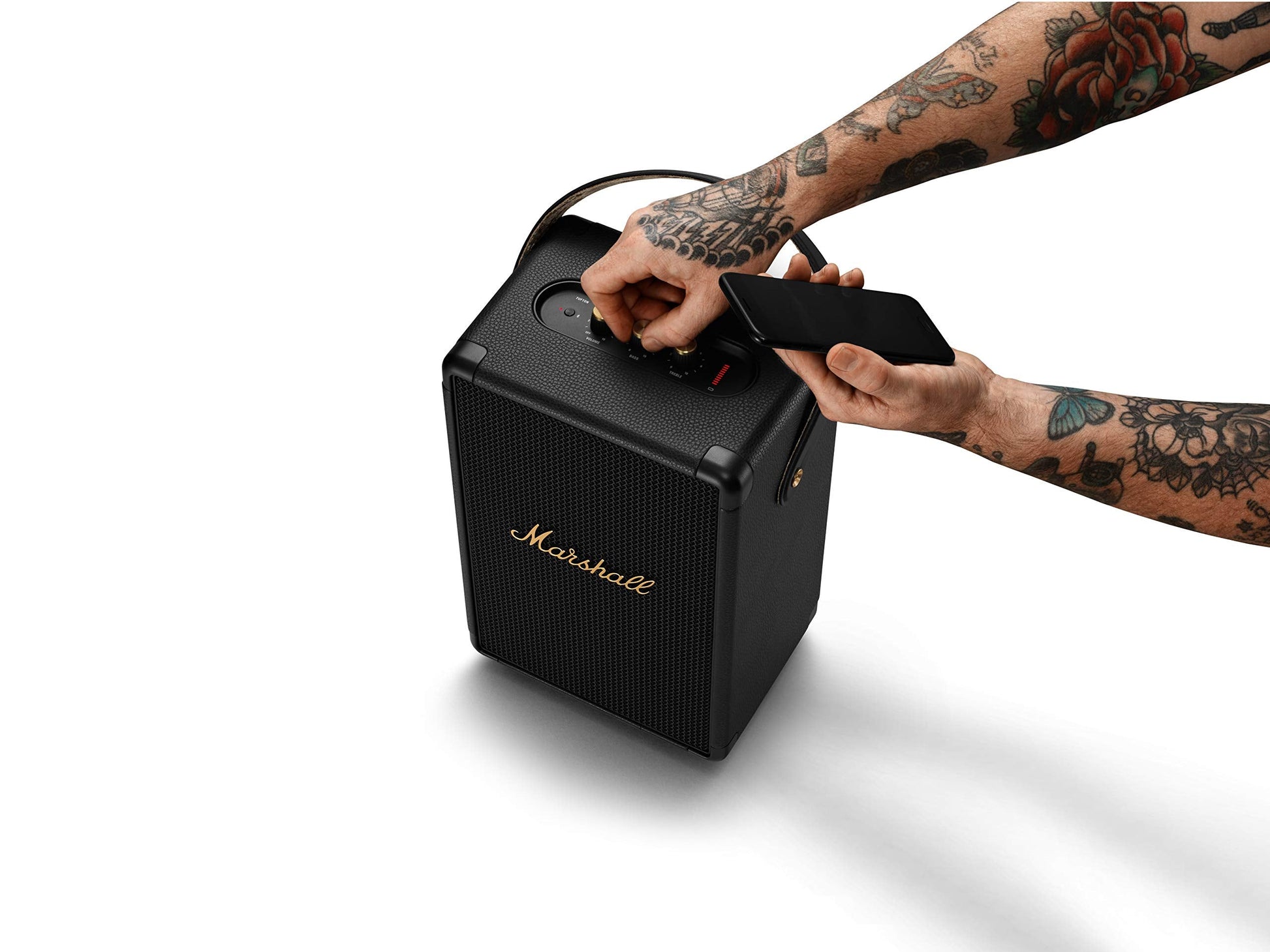 Marshall Tufton Haut-parleur de fête Bluetooth portable d'extérieur, résistant à l'eau IPX2 - Noir et laiton