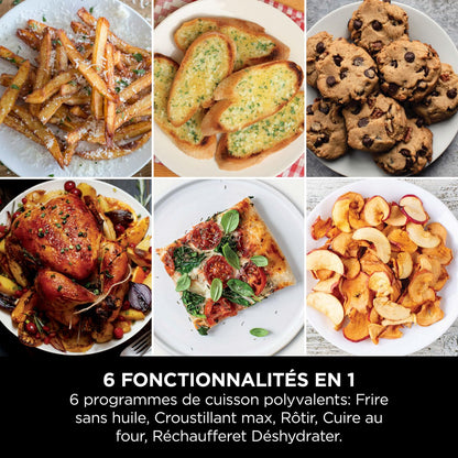 NINJA Double Stack XL Friteuse sans huile, friteuse verticale à 2 tiroirs, 4 niveaux cuisson, 2 tiroirs et 2 grilles, design compact, capacité de 9,5L, 6 fonctions de cuisson, 8 portions, gris SL400EU