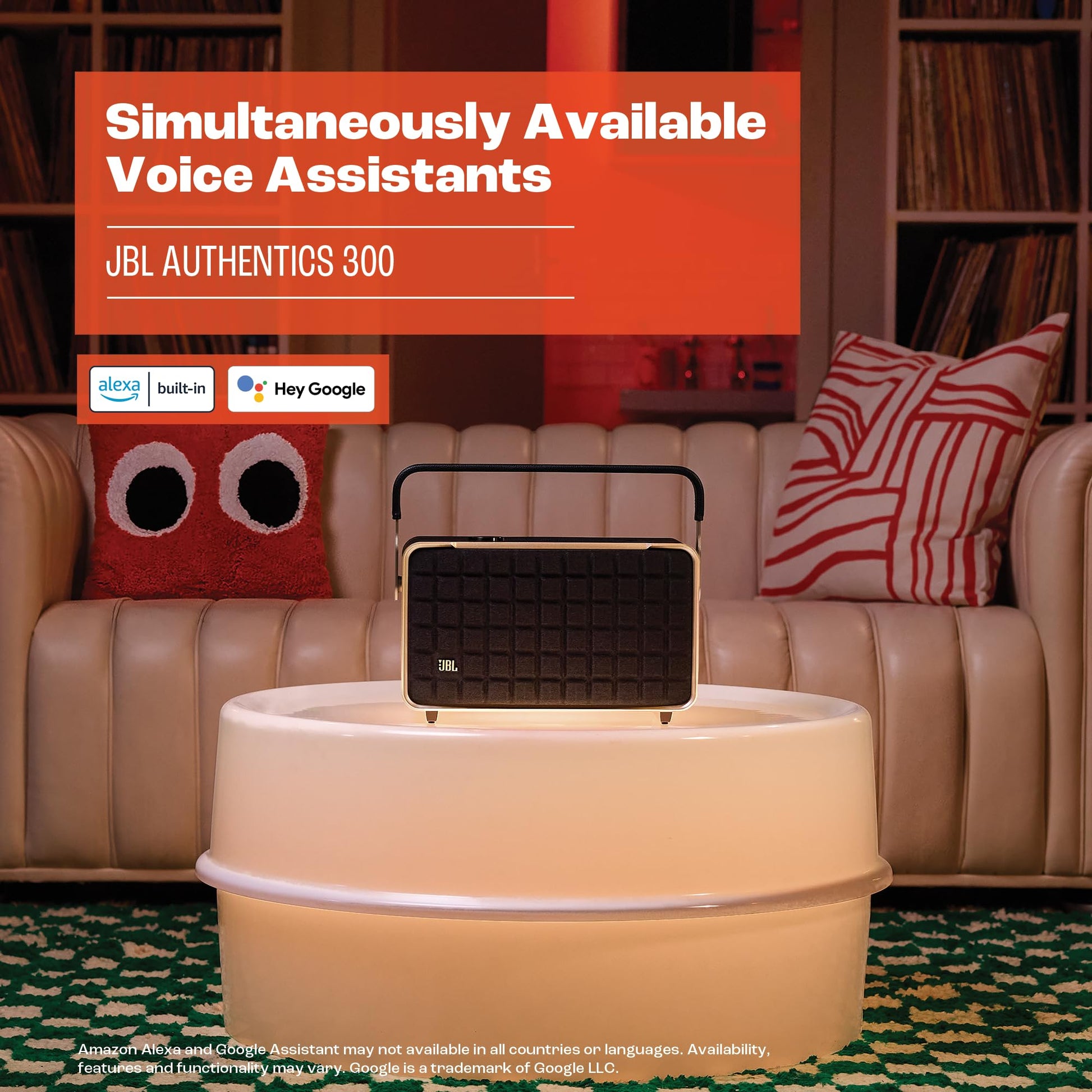 JBL Authentics 300 Enceinte intelligente connectée portable avec WiFi, Bluetooth et assistants vocaux, design rétro, noire