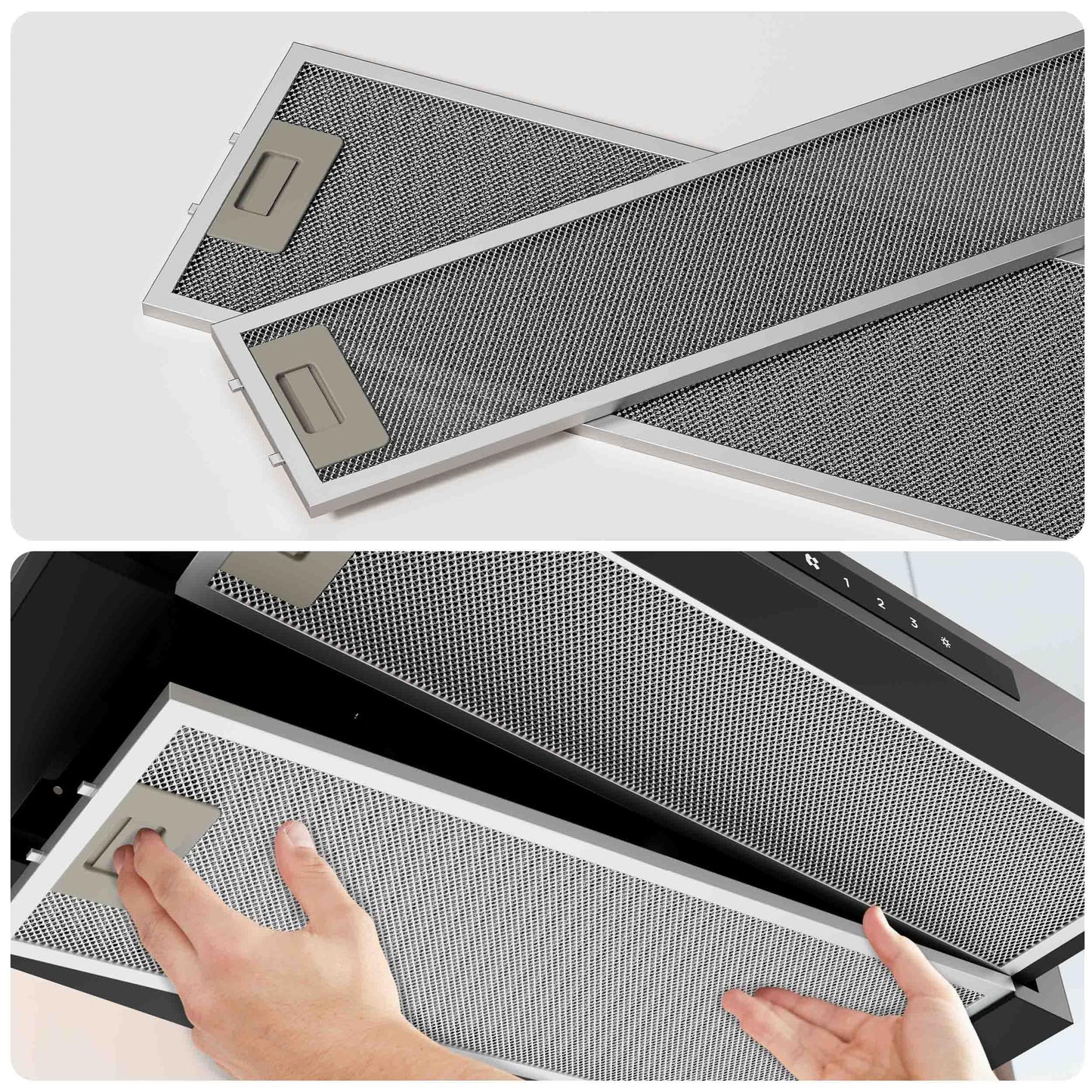 CIARRA CBCB6909A Classe A+ Hotte Télescopique Encastrable 60 cm 600 m³/h, Commande Tactile, 3 Vitesses, Recyclage & Evacuation, Filtre à Charbon CBCF055 Inclus, Noire