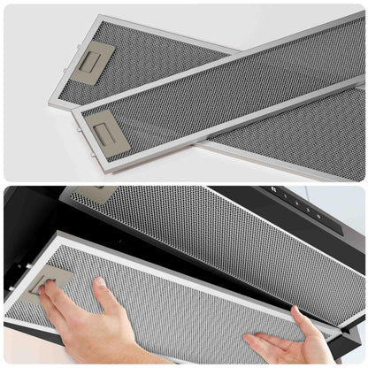 CIARRA CBCB6909A Classe A+ Hotte Télescopique Encastrable 60 cm 600 m³/h, Commande Tactile, 3 Vitesses, Recyclage & Evacuation, Filtre à Charbon CBCF055 Inclus, Noire