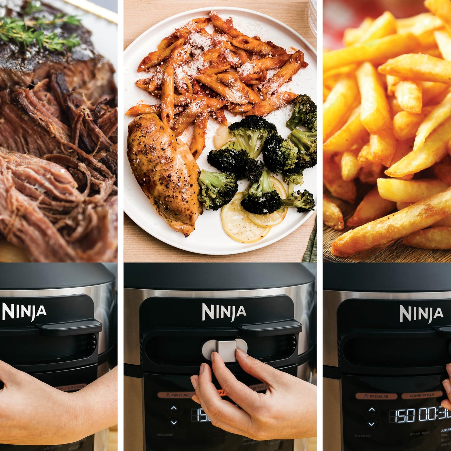 Ninja Foodi Multicuiseur avec SmartLid, 11 en 1, 6L, Autocuiseur Multifonction, Cuisson sous pression, Air Fryer, Friteuse à air, Vapeur combinée, Mijoteuse, Griller, Cuire, Acier inoxydable, OL550EU