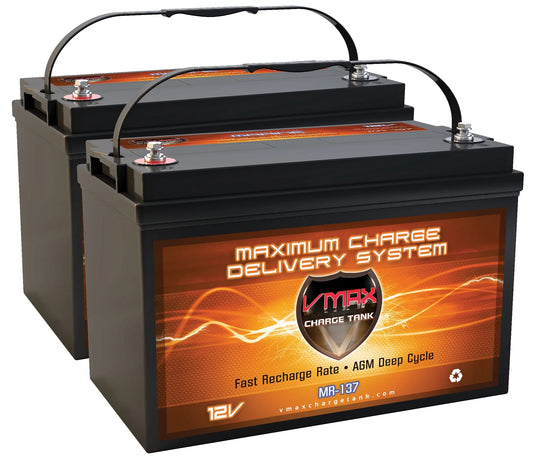 VMAXTANKS Quantity 2 VMAX MR137-120 12V 120AH AGM Deep Cycle Group 31 Batteries for 24 Volt 24V 75 Pound 75 Lb. Thrust Trolling Motors