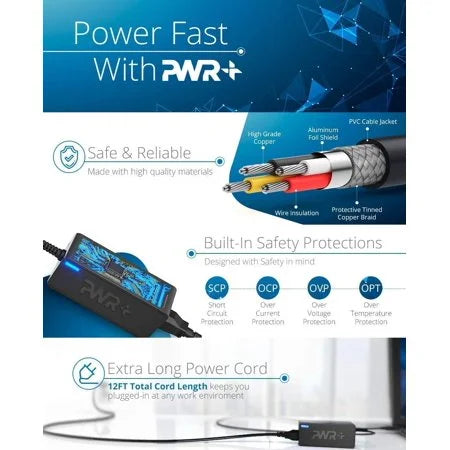 65W 45W UL Listed Charger for -Inspiron 15-3000 15-5000 15-7000 11-3000 13-5000 13-7000 17-5000 XPS 13 Series 5559 5558 5755 5758 Extra Long AC Adapter Laptop Power Supply Cord