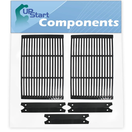 2 BBQ Grill Cooking Grates & 3 Heat Shield Plate Tent Replacement Parts for Charmglow 810-6320-B - Suitable Barbeque Porcelain Enameled Cast Iron Grid 19" & Flame Tamer, Flavorizer Bar