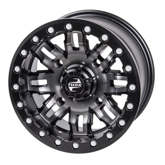 4/156 Tusk Teton Beadlock Wheel 15x7 5.0 + 2.0 Gun Metal/Black For YAMAHA Wolverine RMAX 2 1000 R-Spec 2022